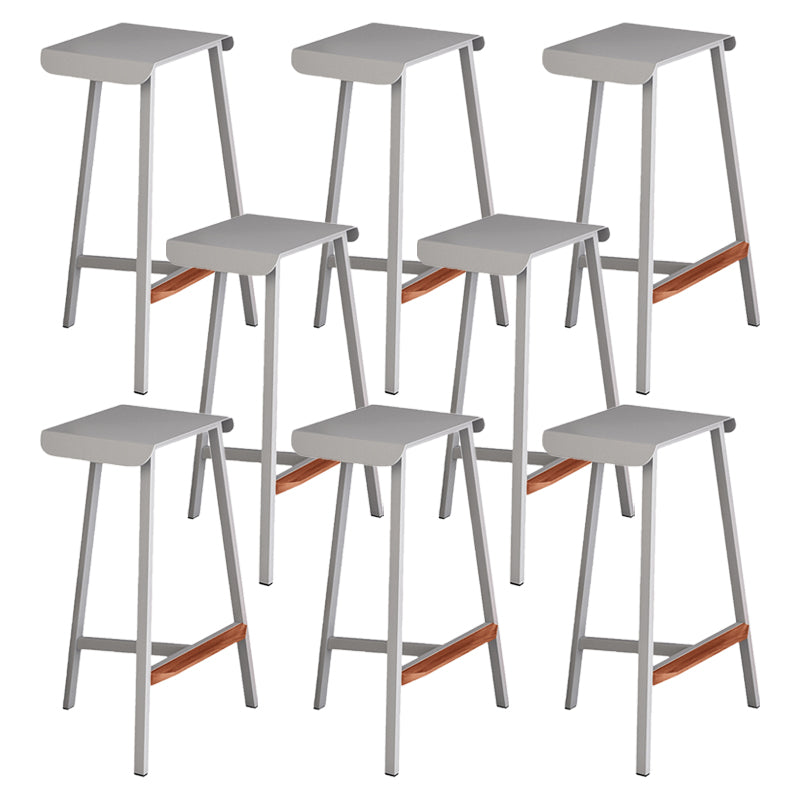 Modern Armless Backless Counter Stool Iron Cafe Bar Stool with Seat and Pedal
