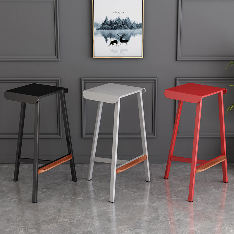 Modern Armless Backless Counter Stool Iron Cafe Bar Stool with Seat and Pedal