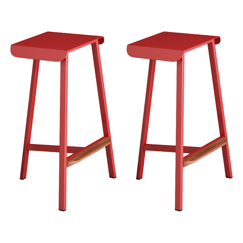 Modern Armless Backless Counter Stool Iron Cafe Bar Stool with Seat and Pedal