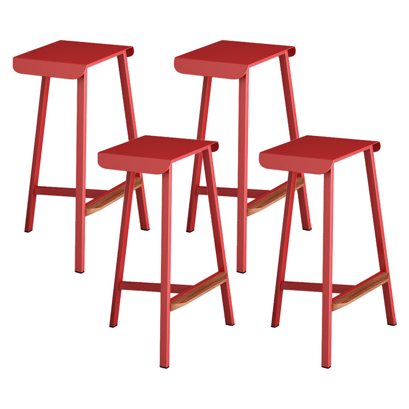 Modern Armless Backless Counter Stool Iron Cafe Bar Stool with Seat and Pedal