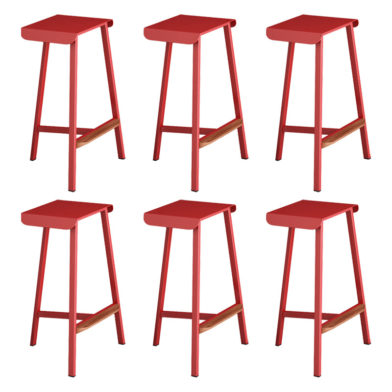 Modern Armless Backless Counter Stool Iron Cafe Bar Stool with Seat and Pedal