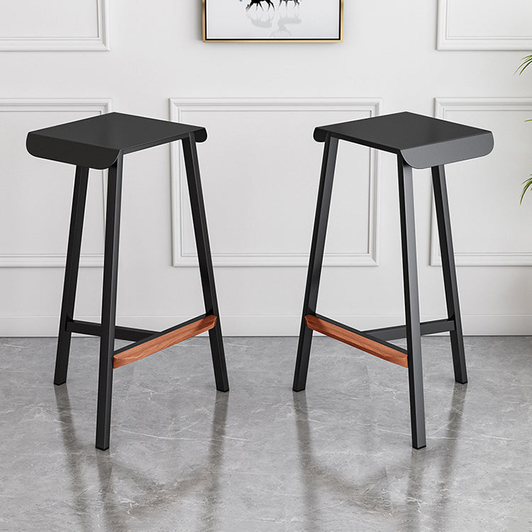 Modern Armless Backless Counter Stool Iron Cafe Bar Stool with Seat and Pedal