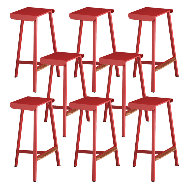 Modern Armless Backless Counter Stool Iron Cafe Bar Stool with Seat and Pedal