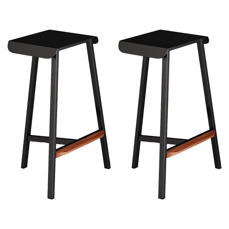 Modern Armless Backless Counter Stool Iron Cafe Bar Stool with Seat and Pedal