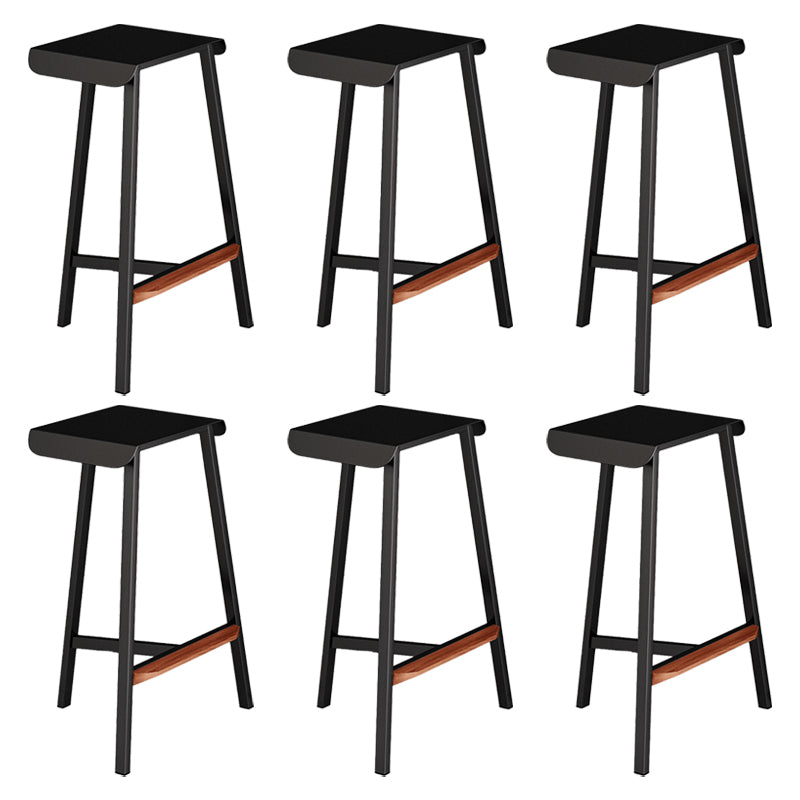 Modern Armless Backless Counter Stool Iron Cafe Bar Stool with Seat and Pedal