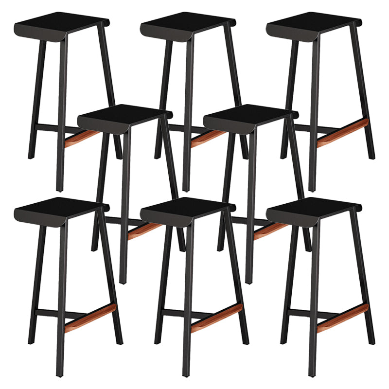 Modern Armless Backless Counter Stool Iron Cafe Bar Stool with Seat and Pedal