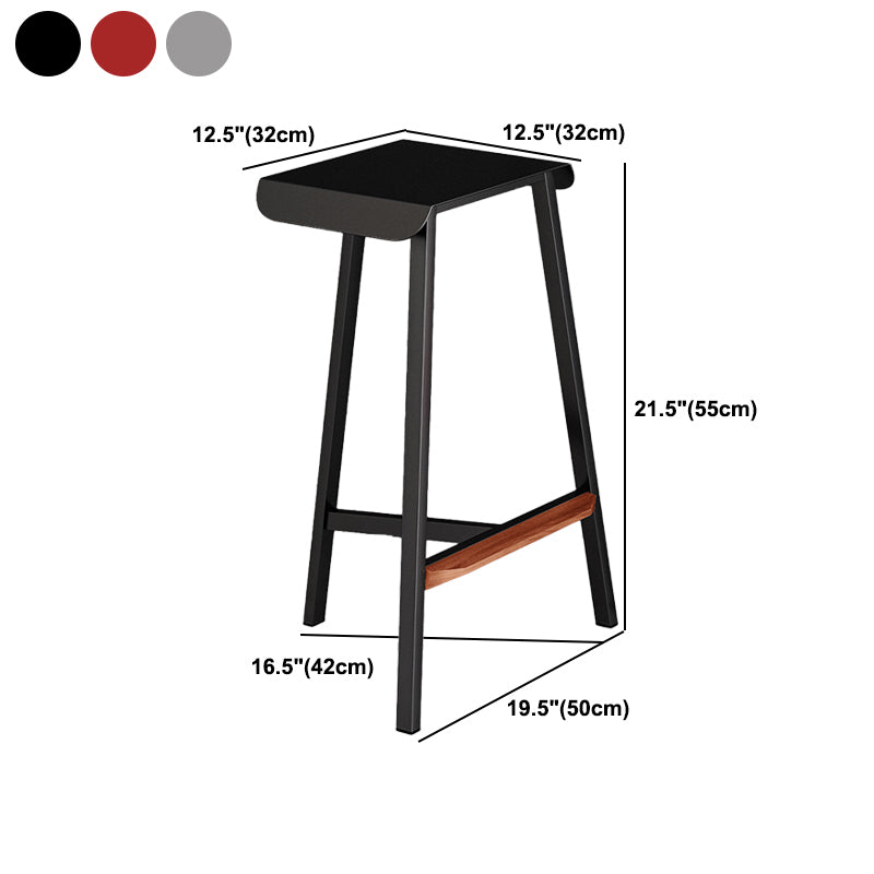 Modern Armless Backless Counter Stool Iron Cafe Bar Stool with Seat and Pedal
