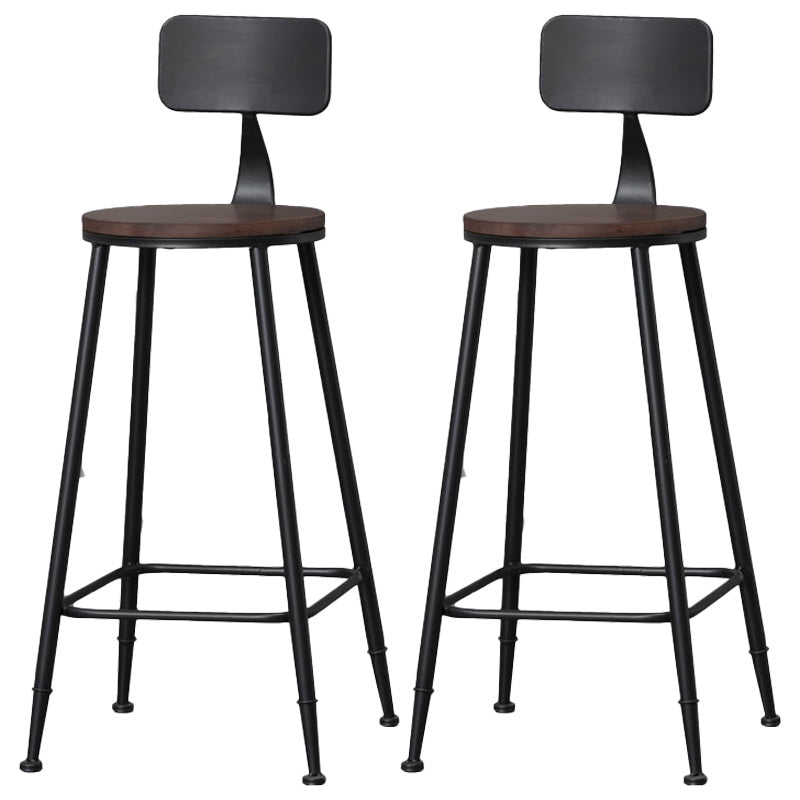 Indoor Industrial Wood Top Barstool Metal 4 Legs Bar Stool with Pedal