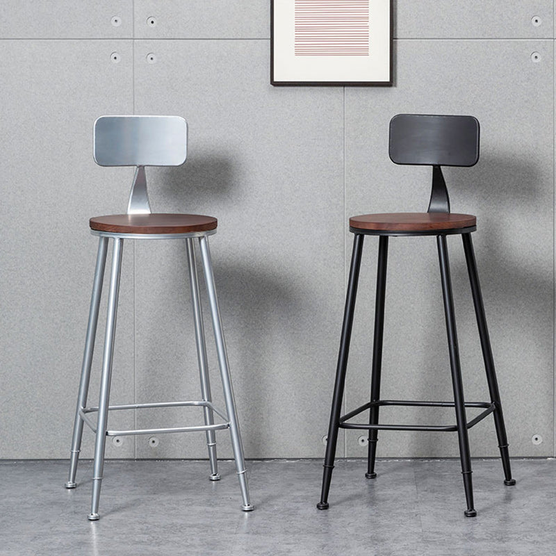 Indoor Industrial Wood Top Barstool Metal 4 Legs Bar Stool with Pedal