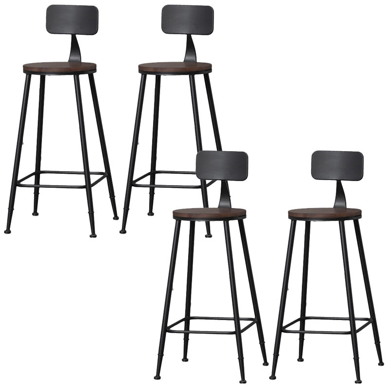 Indoor Industrial Wood Top Barstool Metal 4 Legs Bar Stool with Pedal