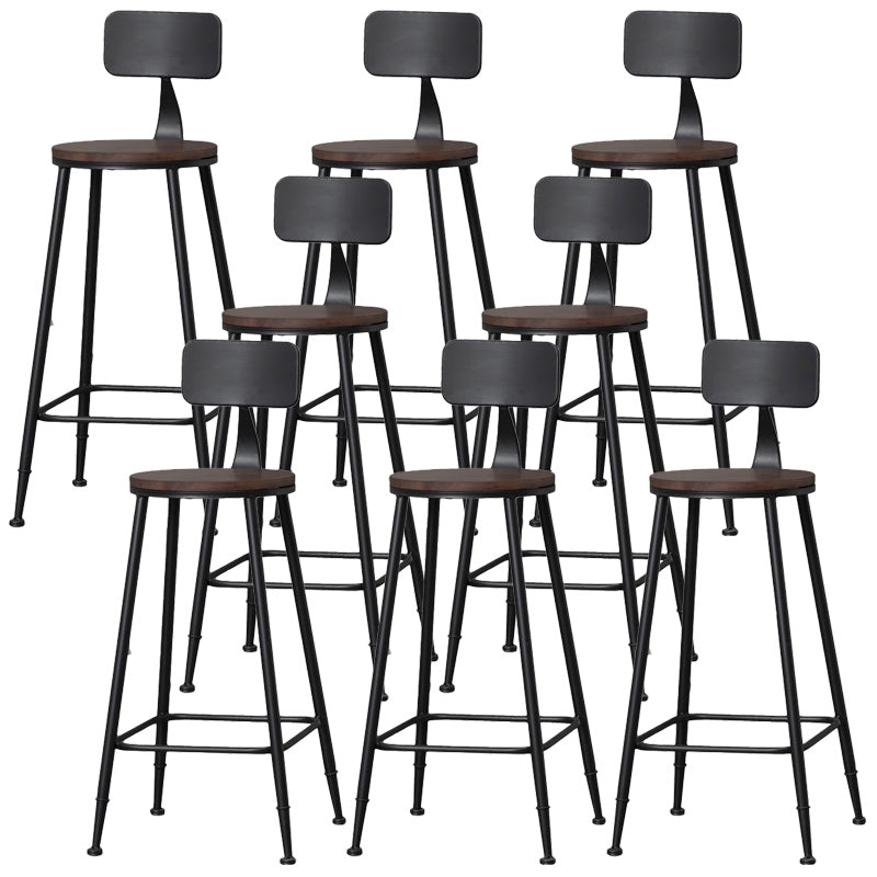 Indoor Industrial Wood Top Barstool Metal 4 Legs Bar Stool with Pedal