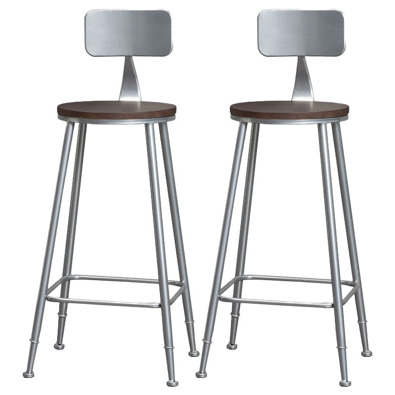 Indoor Industrial Wood Top Barstool Metal 4 Legs Bar Stool with Pedal