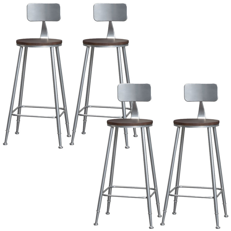 Indoor Industrial Wood Top Barstool Metal 4 Legs Bar Stool with Pedal