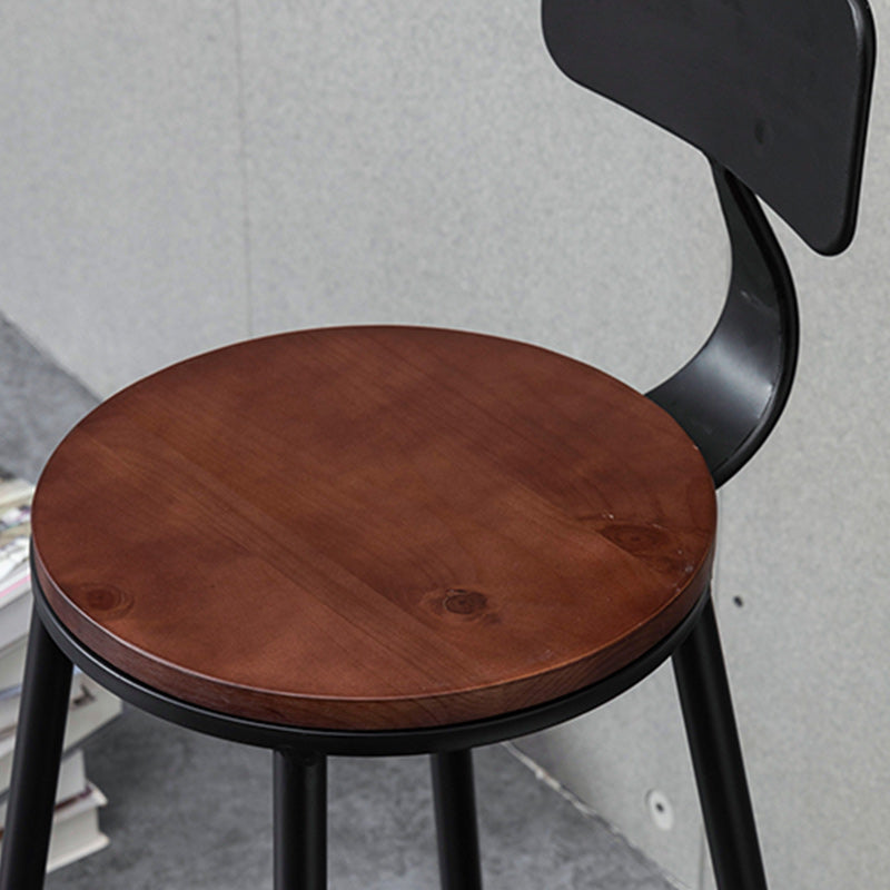Indoor Industrial Wood Top Barstool Metal 4 Legs Bar Stool with Pedal