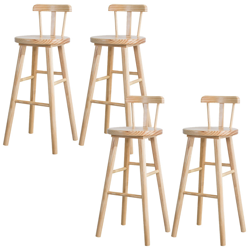 Cafe Modern Simple Barstool Wood 4 Legs Bar Stool with Pedal