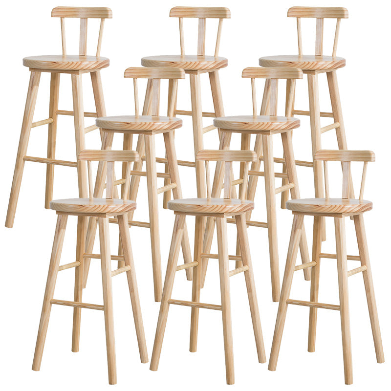 Cafe Modern Simple Barstool Wood 4 Legs Bar Stool with Pedal