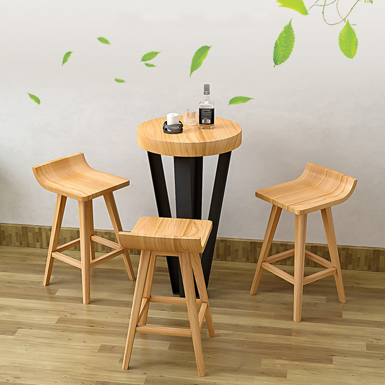 Modern Armless Backrest Counter Stool Wood Cafe Bar Stool with Seat and Pedal