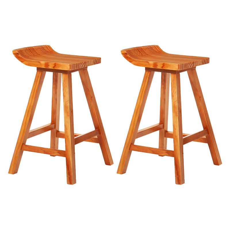 Modern Armless Backrest Counter Stool Wood Cafe Bar Stool with Seat and Pedal