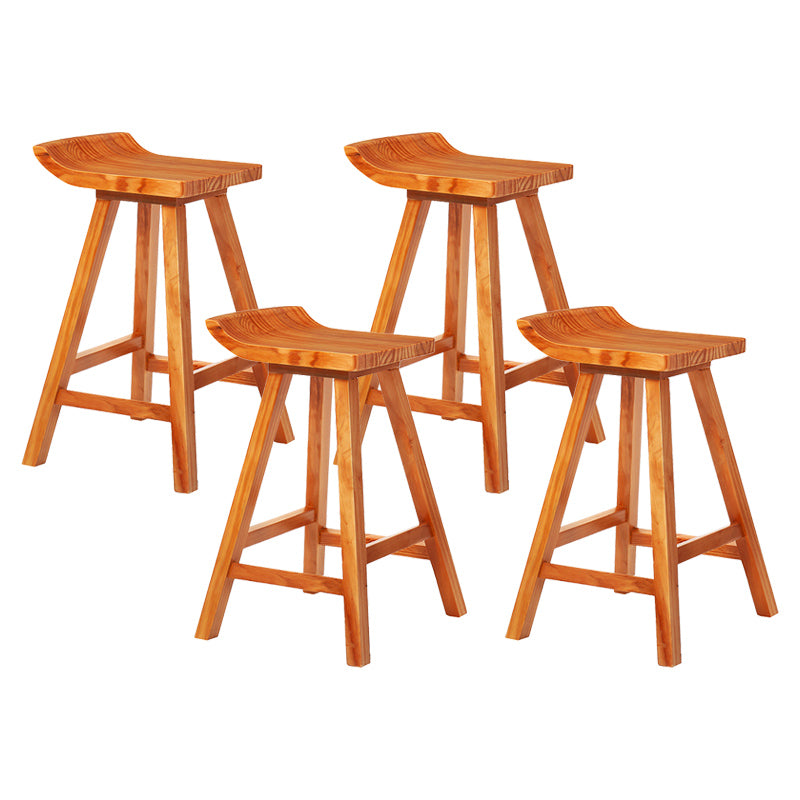 Modern Armless Backrest Counter Stool Wood Cafe Bar Stool with Seat and Pedal