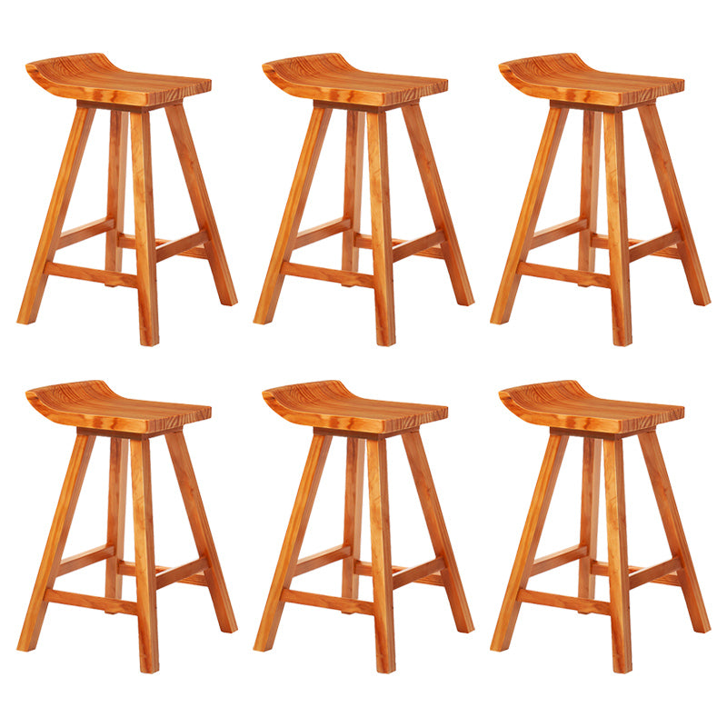 Modern Armless Backrest Counter Stool Wood Cafe Bar Stool with Seat and Pedal