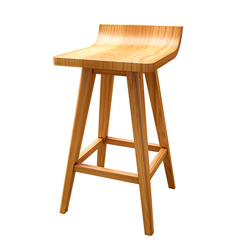 Modern Armless Backrest Counter Stool Wood Cafe Bar Stool with Seat and Pedal