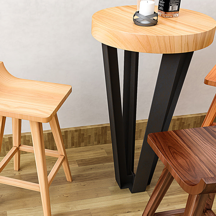 Modern Armless Backrest Counter Stool Wood Cafe Bar Stool with Seat and Pedal
