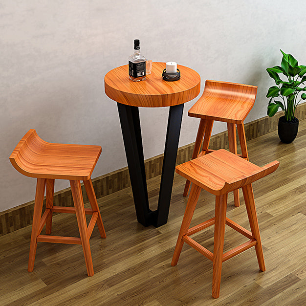 Modern Armless Backrest Counter Stool Wood Cafe Bar Stool with Seat and Pedal