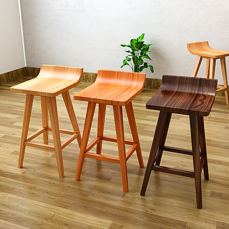 Modern Armless Backrest Counter Stool Wood Cafe Bar Stool with Seat and Pedal