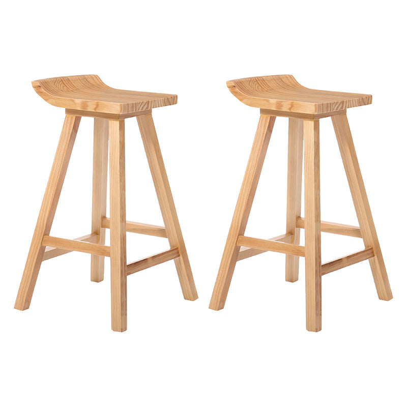 Modern Armless Backrest Counter Stool Wood Cafe Bar Stool with Seat and Pedal