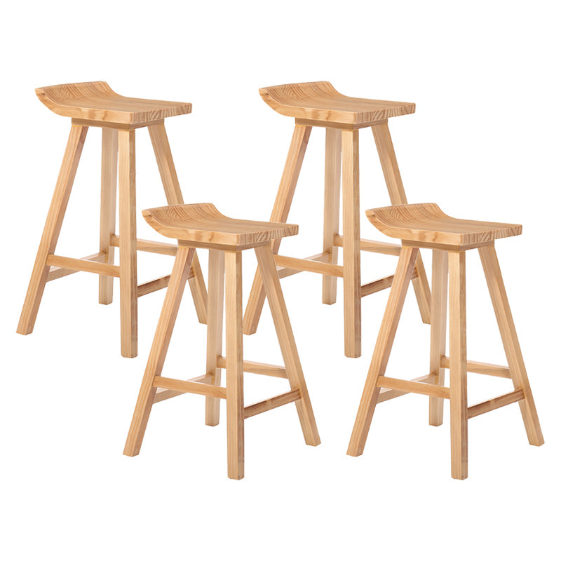 Modern Armless Backrest Counter Stool Wood Cafe Bar Stool with Seat and Pedal