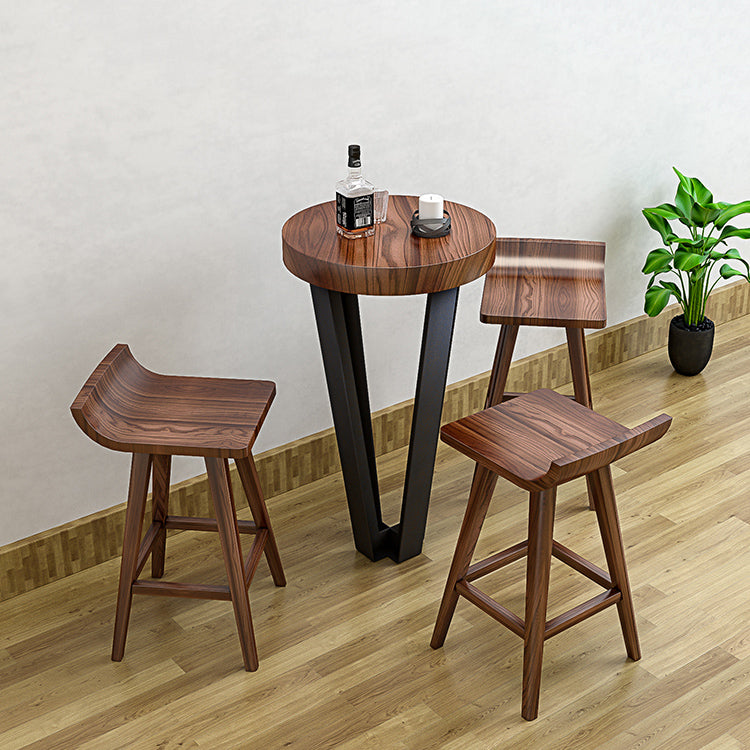 Modern Armless Backrest Counter Stool Wood Cafe Bar Stool with Seat and Pedal