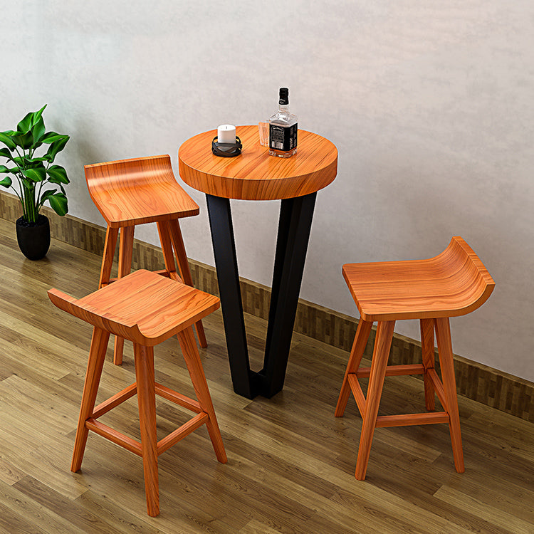 Modern Armless Backrest Counter Stool Wood Cafe Bar Stool with Seat and Pedal