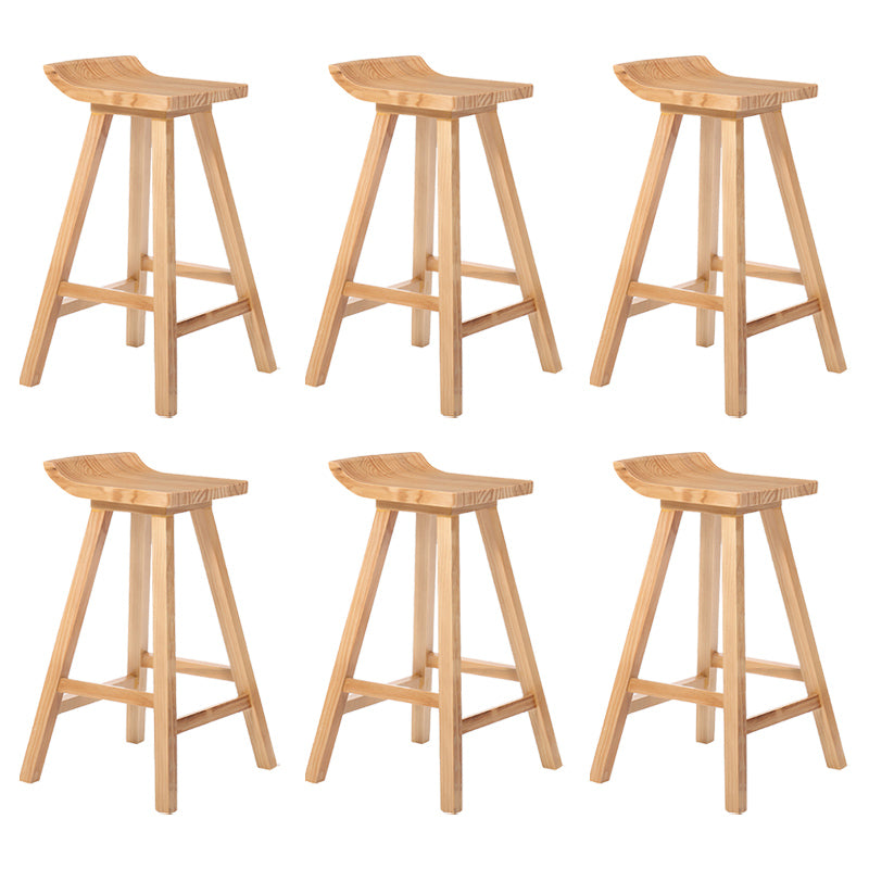 Modern Armless Backrest Counter Stool Wood Cafe Bar Stool with Seat and Pedal