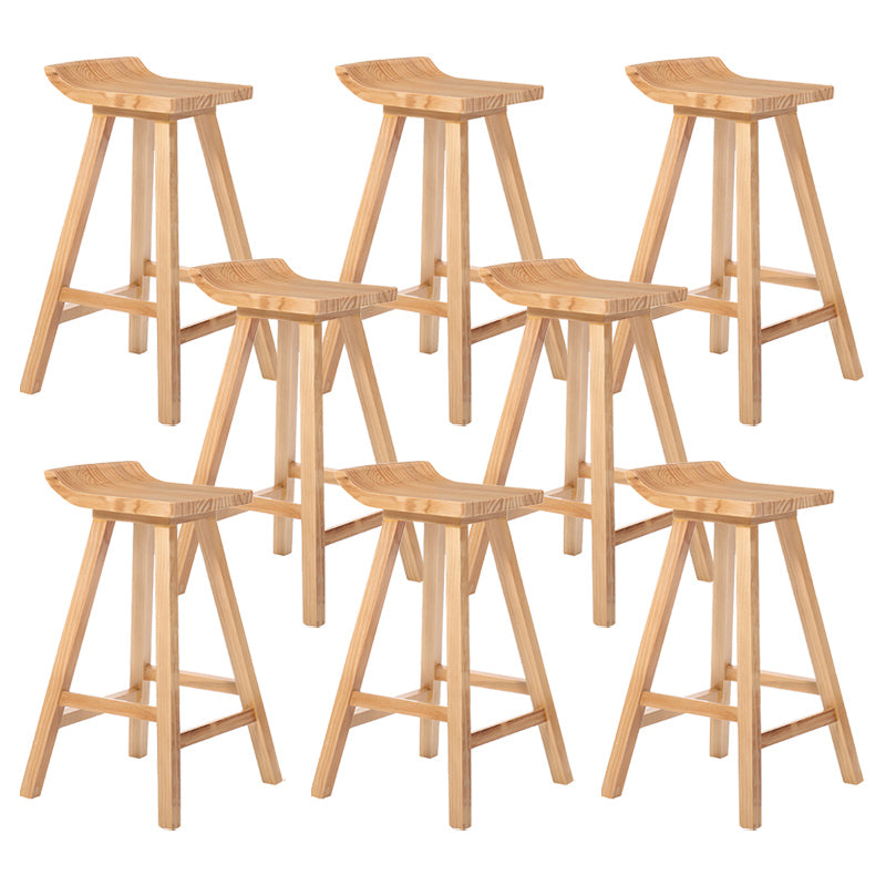 Modern Armless Backrest Counter Stool Wood Cafe Bar Stool with Seat and Pedal