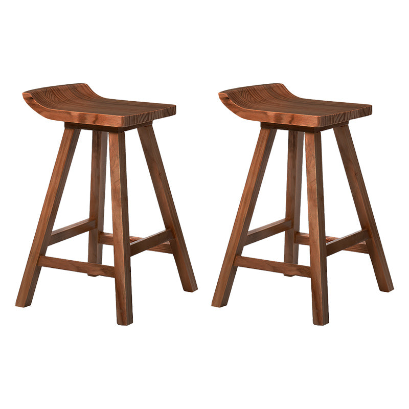 Modern Armless Backrest Counter Stool Wood Cafe Bar Stool with Seat and Pedal