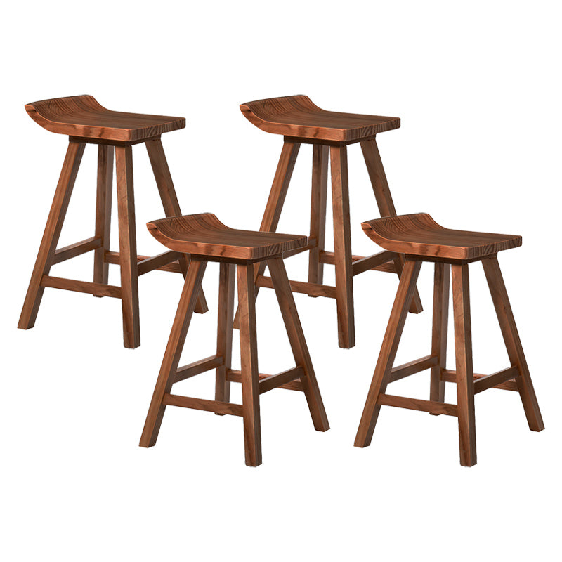 Modern Armless Backrest Counter Stool Wood Cafe Bar Stool with Seat and Pedal