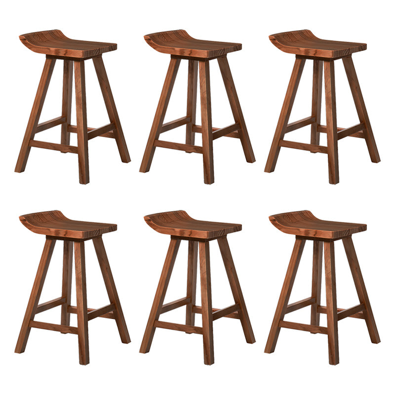 Modern Armless Backrest Counter Stool Wood Cafe Bar Stool with Seat and Pedal