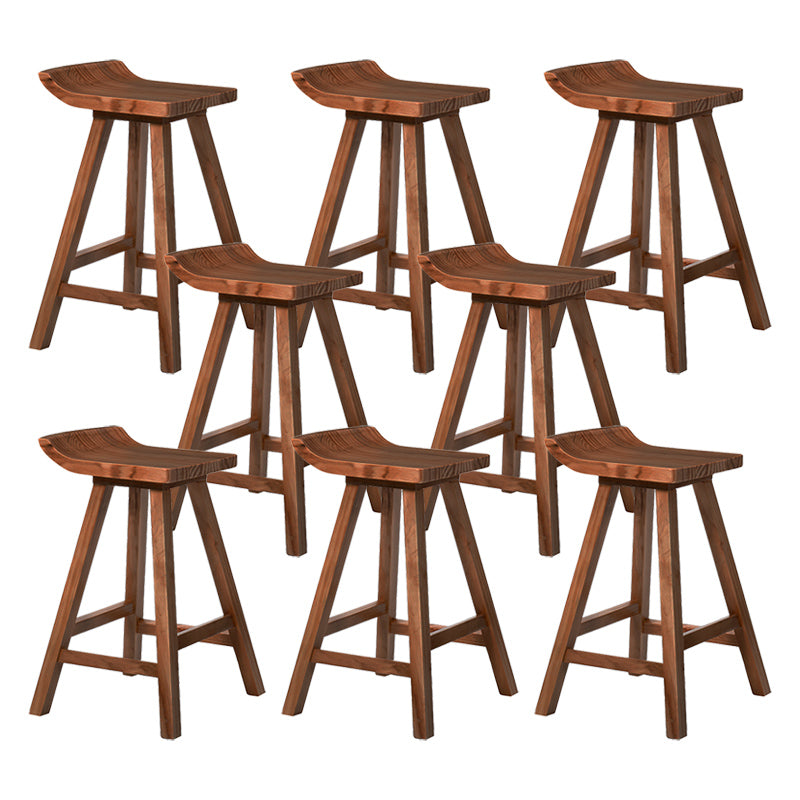 Modern Armless Backrest Counter Stool Wood Cafe Bar Stool with Seat and Pedal
