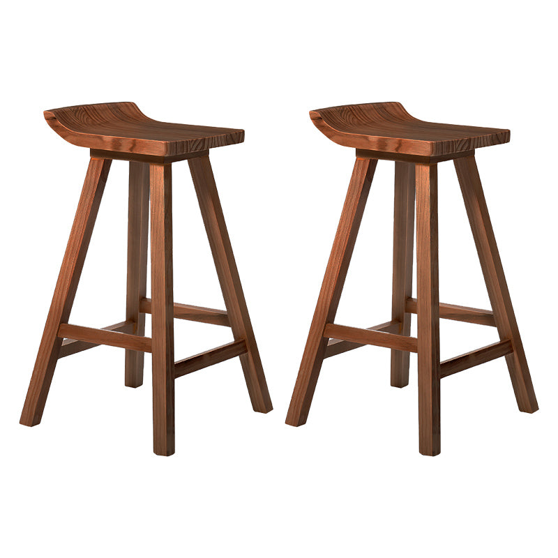 Modern Armless Backrest Counter Stool Wood Cafe Bar Stool with Seat and Pedal
