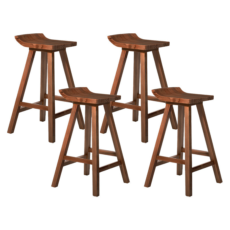 Modern Armless Backrest Counter Stool Wood Cafe Bar Stool with Seat and Pedal