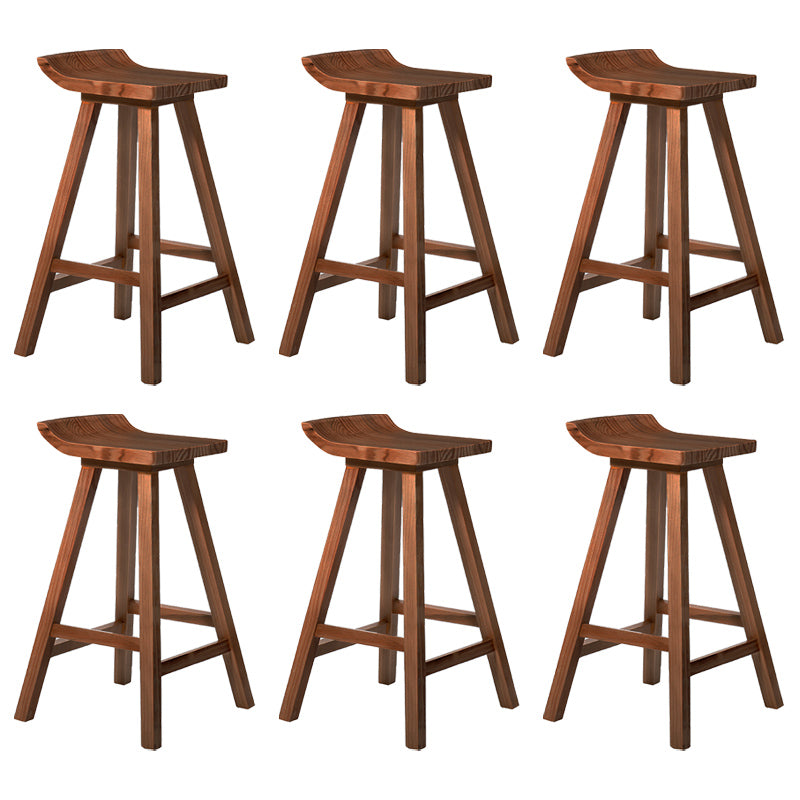 Modern Armless Backrest Counter Stool Wood Cafe Bar Stool with Seat and Pedal