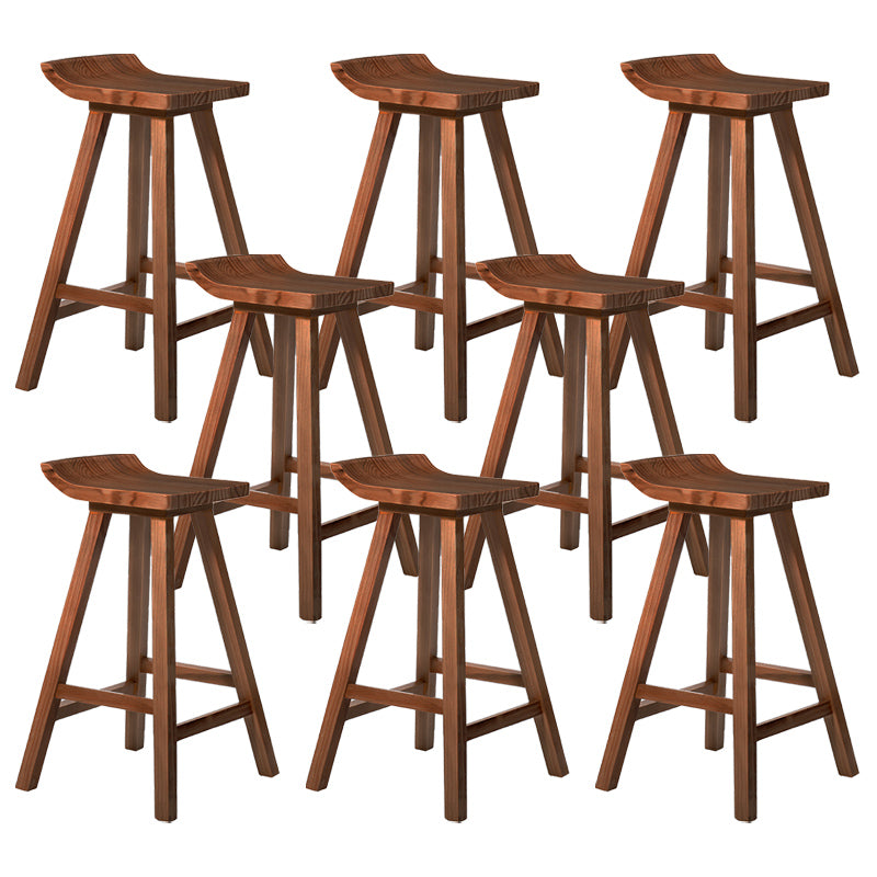 Modern Armless Backrest Counter Stool Wood Cafe Bar Stool with Seat and Pedal