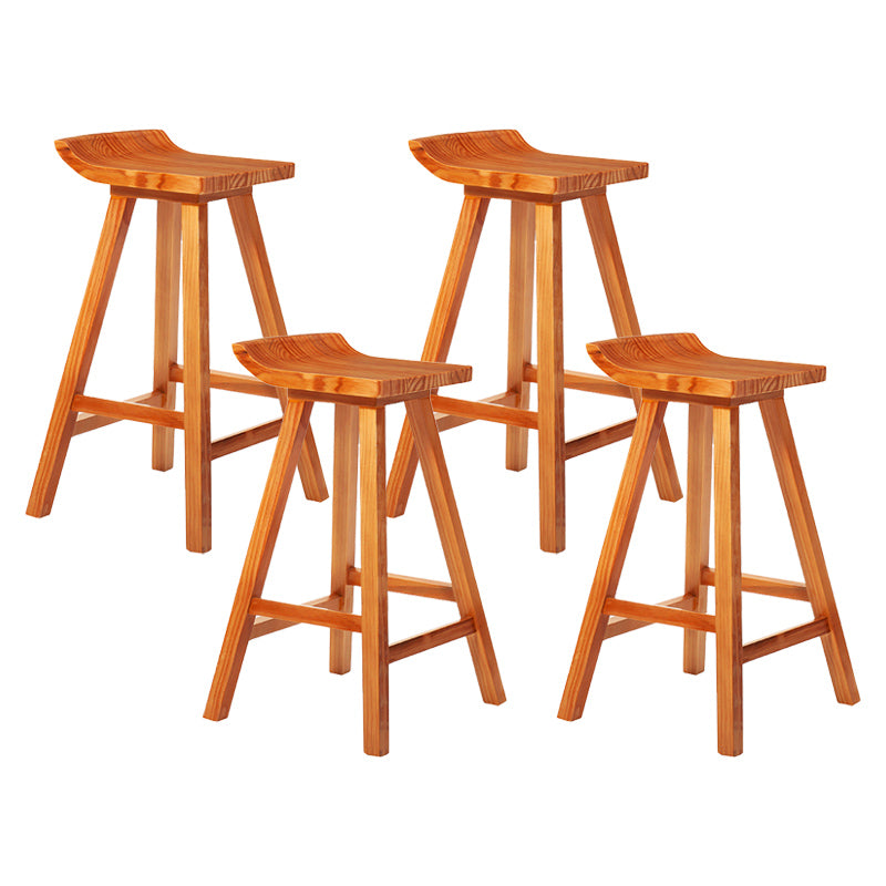 Modern Armless Backrest Counter Stool Wood Cafe Bar Stool with Seat and Pedal