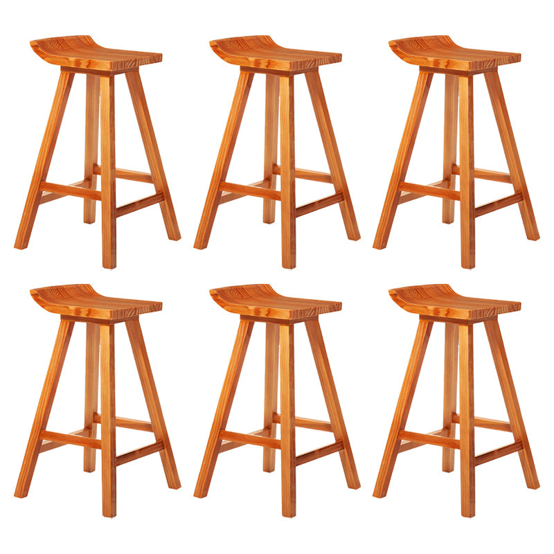 Modern Armless Backrest Counter Stool Wood Cafe Bar Stool with Seat and Pedal