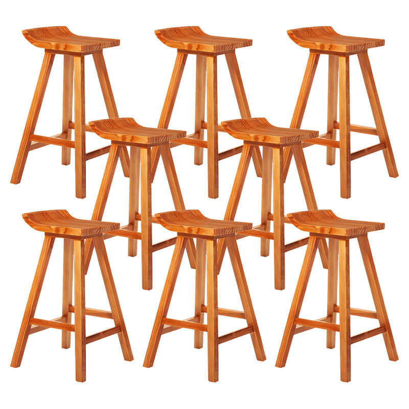 Modern Armless Backrest Counter Stool Wood Cafe Bar Stool with Seat and Pedal