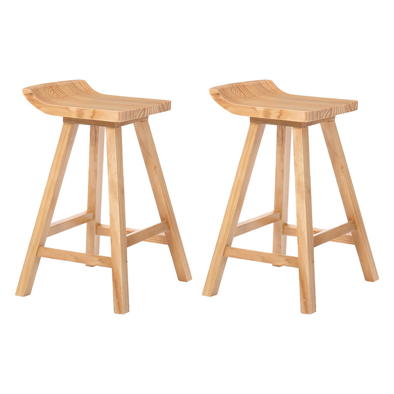 Modern Armless Backrest Counter Stool Wood Cafe Bar Stool with Seat and Pedal