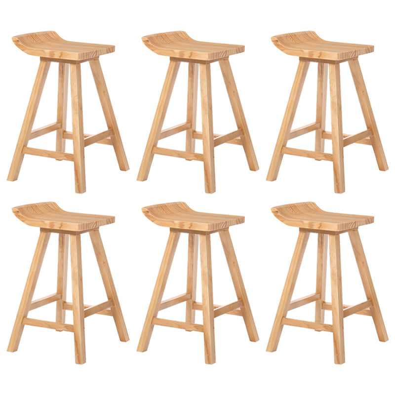 Modern Armless Backrest Counter Stool Wood Cafe Bar Stool with Seat and Pedal