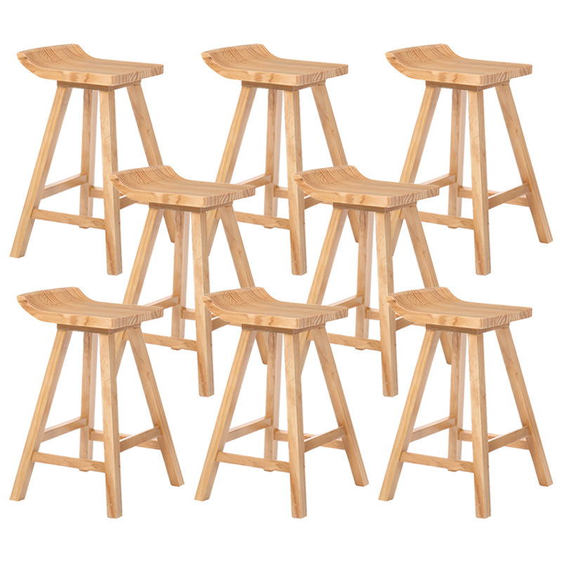 Modern Armless Backrest Counter Stool Wood Cafe Bar Stool with Seat and Pedal