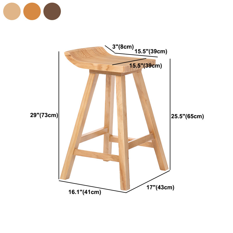 Modern Armless Backrest Counter Stool Wood Cafe Bar Stool with Seat and Pedal