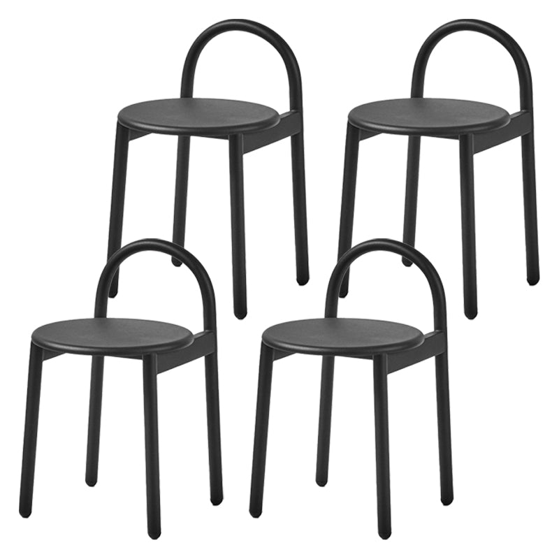 Industrial Circular Wood Top Barstool Metal 4 Legs Bar Stool for Living Room